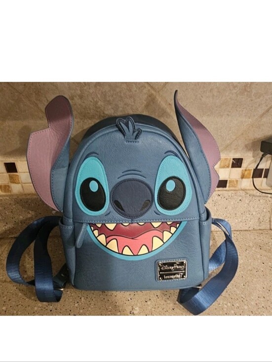 Loungefly Handbags - Disney Parks Loungefly Stitch Big Face Cosplay Mini Backpack 3D Ears Blue Used